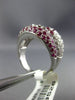 ESTATE LARGE 3.53CT DIAMOND & AAA RUBY 18K WHITE GOLD 3D FLOWER ETOILE PAVE RING