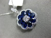 ESTATE LARGE 2.30CT DIAMOND & AAA SAPPHIRE 18K WHITE GOLD FLOWER CLASSIC PENDANT