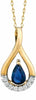 .61CT DIAMOND & AAA SAPPHIRE 14K YELLOW GOLD ROUND & PEAR SHAPE INFINITY PENDANT