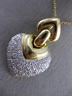 ESTATE LARGE 1.30CT DIAMOND 18KT TWO TONE GOLD 3D HEART FLOATING PENDANT #23610
