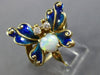 ESTATE LARGE .15CT DIAMOND OPAL & BLUE ENAMEL 14KT YELLOW GOLD 3D BUTTERFLY RING