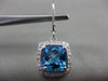 ESTATE LARGE 5.56CT DIAMOND & BLUE TOPAZ 14KT WHITE GOLD SQUARE HANGING EARRINGS