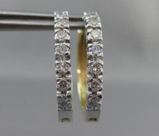 ESTATE LARGE .60CT DIAMOND 14KT WHITE & YELLOW GOLD HUGGIE EARRINGS #14065