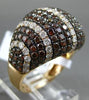 ESTATE WIDE 3.33CT WHITE DIAMOND & ORANGE SAPPHIRE 18KT TWO TONE GOLD DOME RING