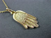 ANTIQUE 14KT YELLOW GOLD 3D HANDCRAFTED CHAMSA LUCKY FLOATING PENDANT #24769