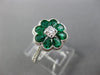 ESTATE 1.14CT DIAMOND & AAA EMERALD 18KT WHITE GOLD 3D FLOWER MILGRAIN LOVE RING