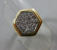 ESTATE LARGE .50CT DIAMOND 14KT WHITE & YELLOW GOLD PAVE HEXAGON RING #22005