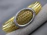 ESTATE LARGE .40CT DIAMOND 14K WHITE & YELLOW GOLD 3D WOVEN OVAL BANGLE BRACELET
