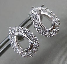 ESTATE .62CT DIAMOND 18K WHITE GOLD 3D CLASSIC HALO SEMI MOUNT STUD EARRINGS E/F