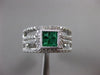 ESTATE WIDE .89CT DIAMOND & AAA EMERALD 14KT WHITE GOLD 3D MULTI ROW SQUARE RING