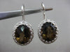 ESTATE 4.6CT DIAMOND & SMOKY TOPAZ 14K WHITE GOLD OVAL CLASSIC HANGING EARRINGS