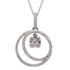 ESTATE .62CT ROUND DIAMOND 18KT WHITE GOLD 3D CLUSTER SEMI MOON CIRCULAR PENDANT