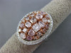 ESTATE LARGE 2.96CT WHITE & FANCY PINK DIAMOND 18KT GOLD OVAL FILIGREE RING