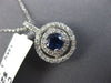 ESTATE .96CT DIAMOND & AAA SAPPHIRE 14KT WHITE GOLD DOUBLE HALO ROUND PENDANT