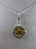 ESTATE .73CT WHITE & FANCY YELLOW DIAMOND 14KT TWO TONE GOLD 3D SQUARE PENDANT