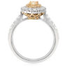 ESTATE .91CT WHITE & FANCY YELLOW DIAMOND 18KT 2 TONE GOLD HALO ENGAGEMENT RING