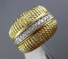 ESTATE WIDE .25CT ROUND DIAMOND 14KT WHITE & YELLOW GOLD 3D MULTI ROW BEAD RING