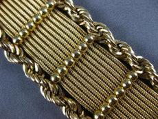 ANTIQUE WIDE AND LONG 14KT YELLOW GOLD 3D ROPE CLASSIC WEAVE MESH BRACELET #1924