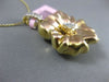 ESTATE EXTRA LARGE .40CT DIAMOND 14KT TWO TONE GOLD 3D FLOWER FLOATING PENDANT