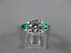 1.42CT DIAMOND & AAA COLOMBIAN EMERALD 14KT WHITE GOLD 3 STONE ENGAGEMENT RING