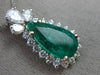 ESTATE LARGE 5.80CT DIAMOND & AAA EMERALD 14K WHITE GOLD TEAR DROP PENDANT 25759