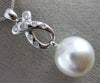 ESTATE LARGE .13CT DIAMOND & SOUTH SEA PEARL 18K WHITE GOLD 3D LOVE KNOT PENDANT