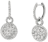 ESTATE 1.90CT DIAMOND 14KT WHITE GOLD 3D ROUND CLUSTER FLOWER HANGING EARRINGS