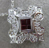 ANTIQUE .56CT DIAMOND & AAA RUBY 18K WHITE GOLD 3D SQUARE FILIGREE PENDANT #9375