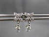 ANTIQUE PLATINUM .59CT ROSE CUT EXTRA FACETED DIAMOND FLORAL HANGING EARRINGS
