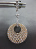 ESTATE 1.39CT DIAMOND 18KT WHITE & ROSE GOLD 3D CIRCULAR PAVE HANGING EARRINGS