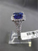 ESTATE 3.55CT DIAMOND & TANZANITE 18KT WHITE GOLD 3D SQUARE HALO ENGAGEMENT RING