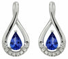 ESTATE .97CT DIAMOND & AAA TANZANITE 14K WHITE GOLD PEAR SHAPE HANGING EARRINGS