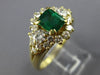 ESTATE WIDE 1.82CT DIAMOND & AAA EMERALD 18KT YELLOW GOLD ENGAGEMENT RING #26466