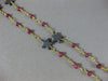 ANTIQUE LONG AAA HEMATITE & RUBY 18KT YELLOW GOLD 3D SHOOTING STAR FUN NECKLACE