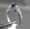 ANTIQUE 1.28CT DIAMOND & AAA SAPPHIRE 18KT WHITE GOLD 3D TENSION ENGAGEMENT RING