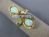 ANTIQUE LARGE .07CT OLD MINE DIAMOND & AAA OPAL 14K GOLD 3D INFINITY RING #26556