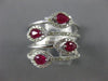 ESTATE LARGE 1.09CT DIAMOND & AAA RUBY 14K WHITE GOLD MULTI ROW ANNIVERSARY RING