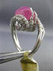 ESTATE EXTRA LARGE 15.0CT DIAMOND & AAA STAR RUBY 18KT WHITE GOLD 3D LOVE RING