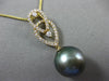 ESTATE LARGE .39CT DIAMOND 18KT YELLOW GOLD 3D TAHITIAN PEARL FLOATING PENDANT