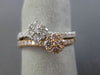 ESTATE WIDE .84CT DIAMOND 18K WHITE & ROSE GOLD 3D FLOWER CLUSTER STACKABLE RING