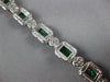 ESTATE LARGE 14.25CT DIAMOND & AAA EMERALD 18K WHITE GOLD SQUARE TENNIS BRACELET