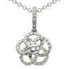 ESTATE .43CT ROUND DIAMOND 18KT WHITE GOLD INTERTWINING FLOWER FLOATING PENDANT