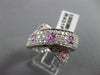 ESTATE LARGE 4CT ROUND DIAMOND & AAA PINK SAPPHIRE 14K WHITE GOLD 3D LOVE X RING