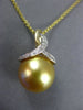 ESTATE LARGE .13CT DIAMOND & AAA GOLDEN SOUTH SEA PEARL 14KT YELLOW GOLD PENDANT