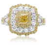 ESTATE LARGE 2.32CT WHITE & FANCY YELLOW DIAMOND 18KT GOLD HALO ENGAGEMENT RING