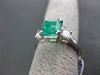 ESTATE 2.01CT DIAMOND & EMERALD 14KT WHITE GOLD 3 STONE SQUARE ENGAGEMENT RING