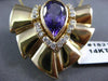 ESTATE LARGE 4.15CT DIAMOND & AAA AMETHYST 14K YELLOW GOLD SLIDER PENDANT #15213