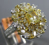 ESTATE LARGE 1.69CT WHITE & FANCY YELLOW DIAMOND 18K 2 TONE GOLD ENGAGEMENT RING