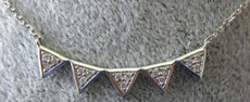 ESTATE .09CT DIAMOND 18KT WHITE GOLD CLASSIC TRIANGULAR PAVE SPIKEY FUN NECKLACE