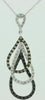 .40CT WHITE BLACK & MOCHA DIAMOND 14KT WHITE GOLD 3D TEAR DROP LOVE KNOT PENDANT